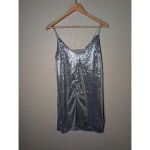 NEW Silver Sequin Size XS Mini Slip Dress Party Glam A New Day